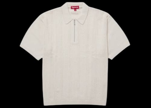 Supreme Beaded Zip Polo White