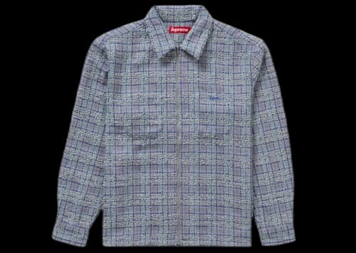 Supreme Boucle Zip Up Shirt Blue