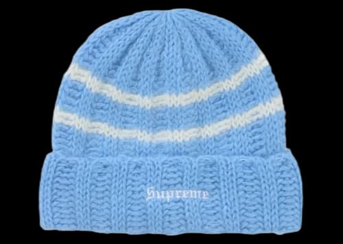 Supreme Brushed Stripe Beanie Light Blue