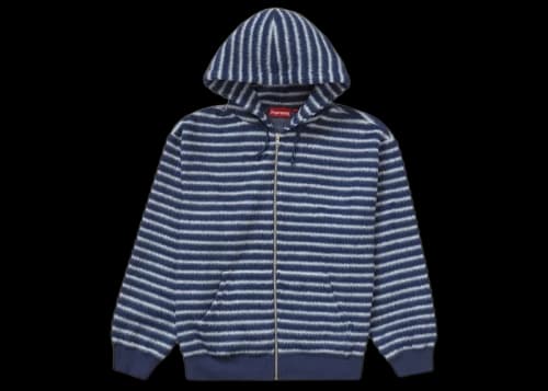 Supreme Brushed Zip Up Hooded Sweatshirt Navy