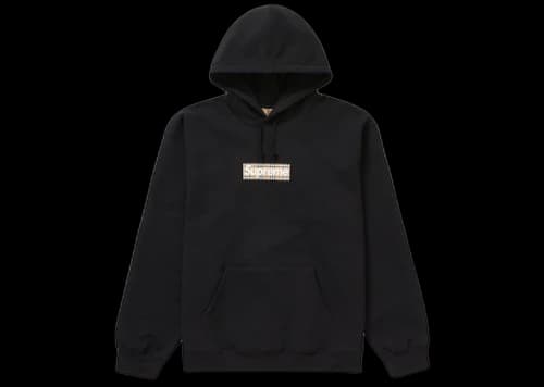 Supreme Burberry Box Logo Hooded Sweatshirt Black