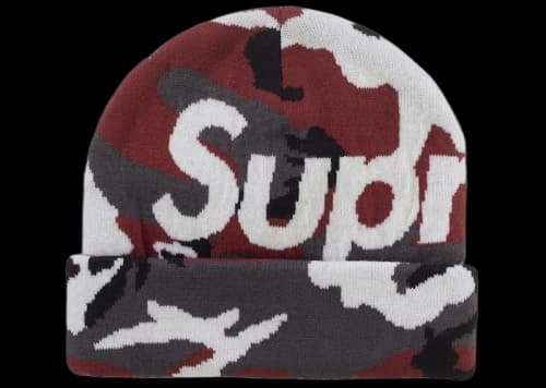 Supreme Camo Big Logo Beanie Red Camo
