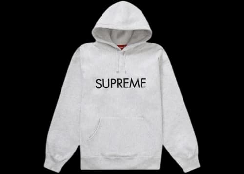 Supreme Capital Hooded Sweatshirt Ash Grey
