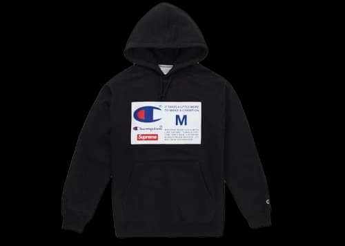 Supreme Champion Label Hooded Sweatshirt Black