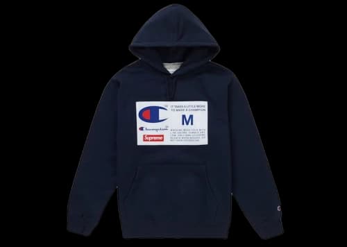 Supreme Champion Label Hooded Sweatshirt Navy