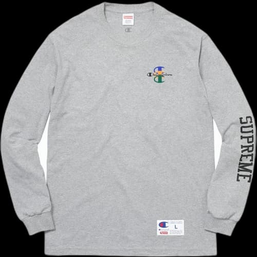 Supreme Champion Stacked C L/S Tee Heather Grey