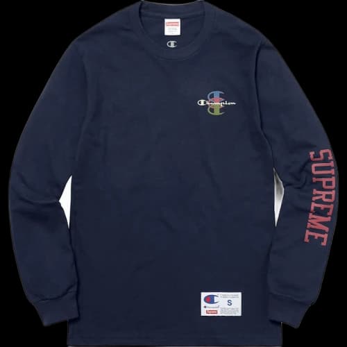 Supreme Champion Stacked C L/S Tee Navy