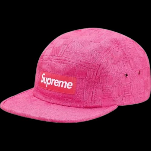 Supreme Checker Weave Camp Cap Pink