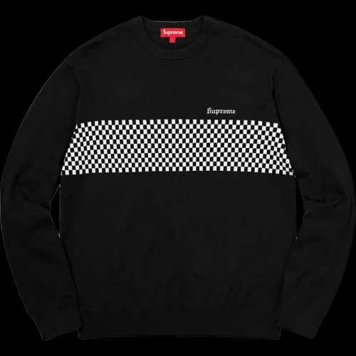 Supreme Checkered Panel Crewneck Sweater Black
