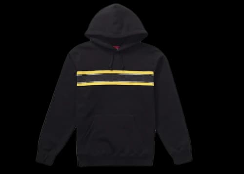 Supreme Chest Stripe Logo Hooded Sweatshirt Black