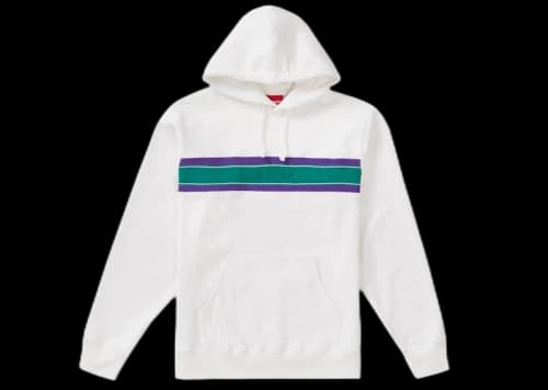 Supreme Chest Stripe Logo Hooded Sweatshirt White