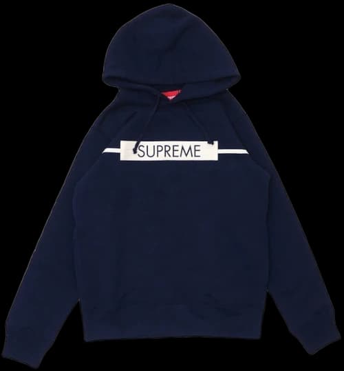 Supreme Chest Twill Tape Hooded Sweatshirt Navy