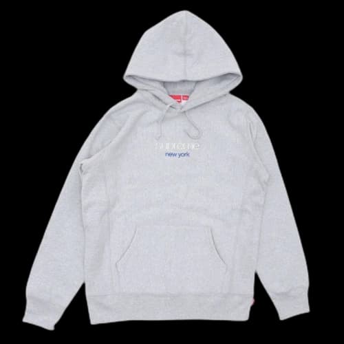 Supreme Chrome Classic Logo Hooded Sweatshirt Grey