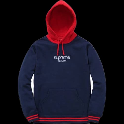 Supreme Classic Logo Two Tone Hoodie Navy