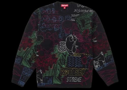 Supreme Collage Embroidered Sweater Black