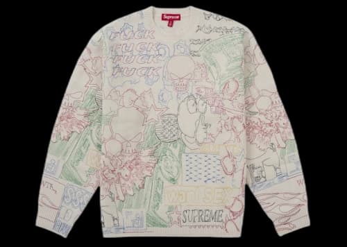 Supreme Collage Embroidered Sweater White