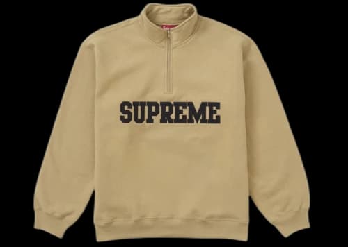 Supreme Collegiate Half Zip Pullover Dark Tan