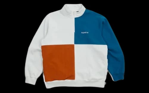 Supreme Color Blocked Half Zip Sweatshirt White