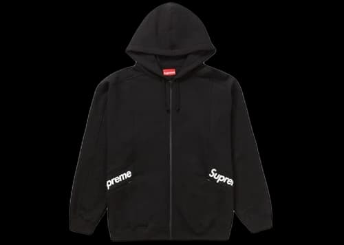 Supreme Color Blocked Zip Up Hooded Sweatshirt Black