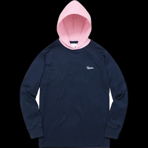 Supreme Contrast Hooded LS Top Navy