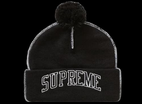 Supreme Contrast Stitch Beanie Black