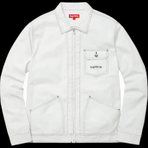Supreme Contrast Stitch Work Jacket White