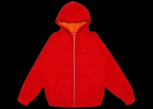 Supreme Contrast Zip Up Hooded Sweatshirt Red
