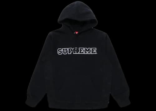 Supreme Cord Collegiate Logo Hooded Sweatshirt Black