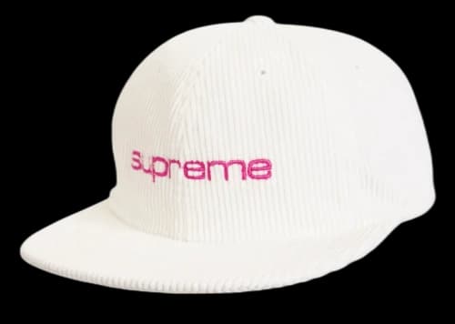 Supreme Corduroy Compact Logo 6 panel White