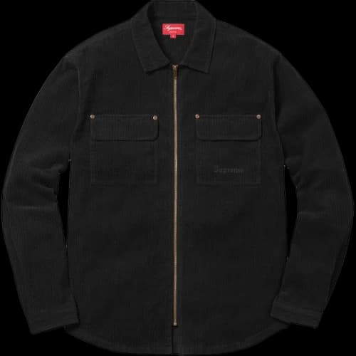 Supreme Corduroy Zip Up Shirt Black