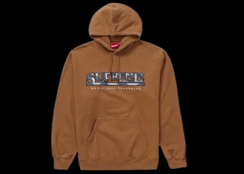 Supreme Denim Logo Hooded Sweatshirt Brown