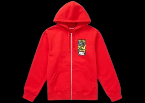 Supreme Disturbed Zip Up Hooded Sweatshirt Red