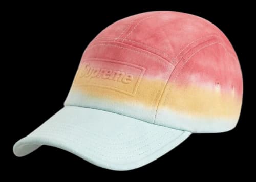 Supreme Embossed Denim Camp Cap Red Dip Dye