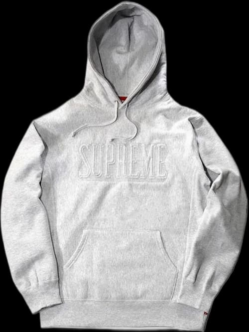 Supreme Embroidered Outline Hooded Sweatshirt Grey