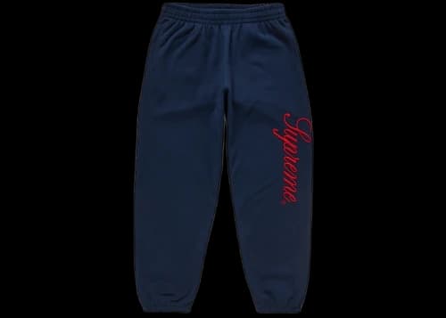 Supreme Embroidered Script Sweatpant Navy