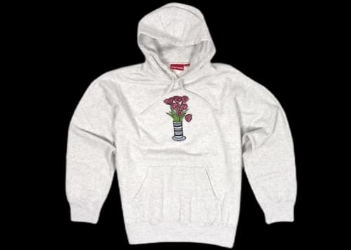Supreme Flowers Hooded Sweatshirt Ash Grey