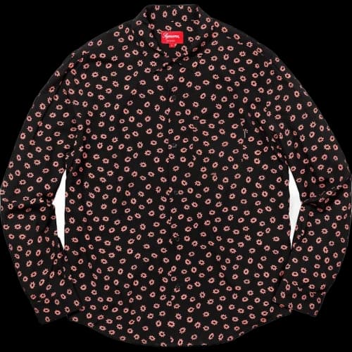 Supreme Flowers L/S Rayon Shirt Black