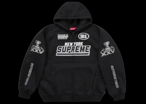 Supreme Football Zip Up Hooded Sweatshirt (FW25) Black