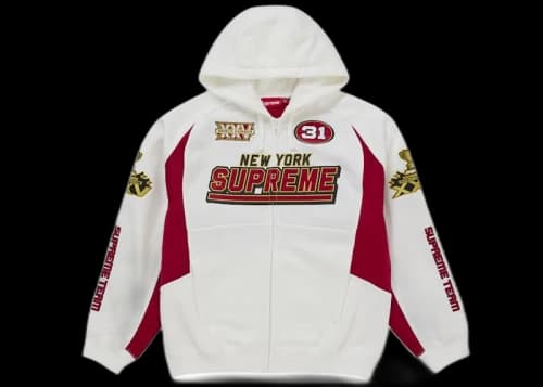 Supreme Football Zip Up Hooded Sweatshirt (FW25) White