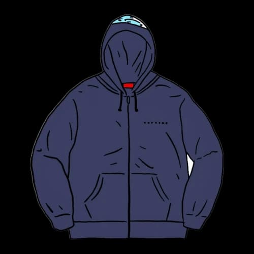 Supreme Globe Zip Up Hooded Sweatshirt Navy