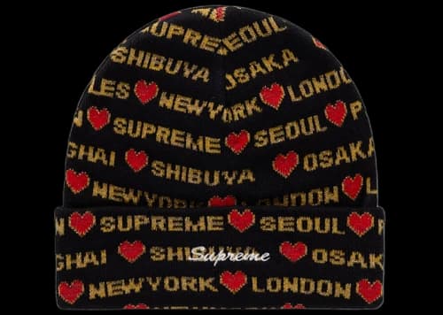 Supreme Hearts Beanie Black