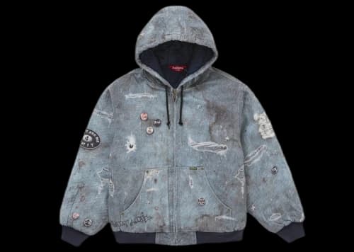 Supreme HJR Trompe L'oeil Hooded Work Jacket Blue