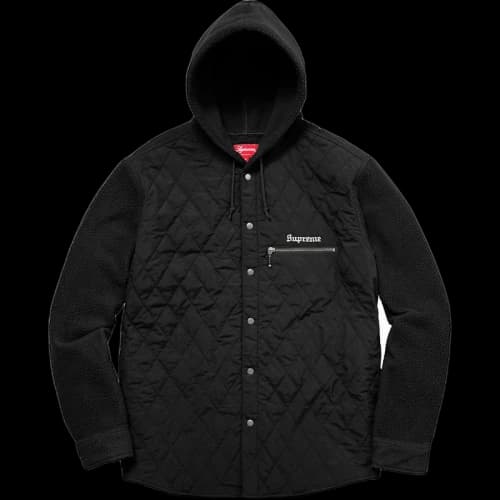 Supreme Hooded Fleece Nylon Shirt Black