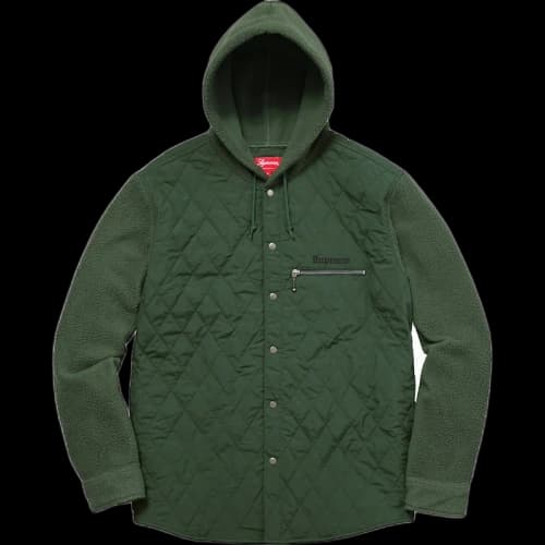 Supreme Hooded Fleece Nylon Shirt Green