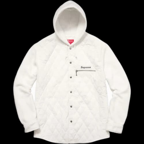 Supreme Hooded Fleece Nylon Shirt White