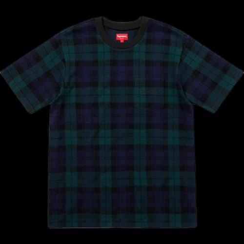 Supreme Jacquard Tartan Plaid Pocket Tee Navy