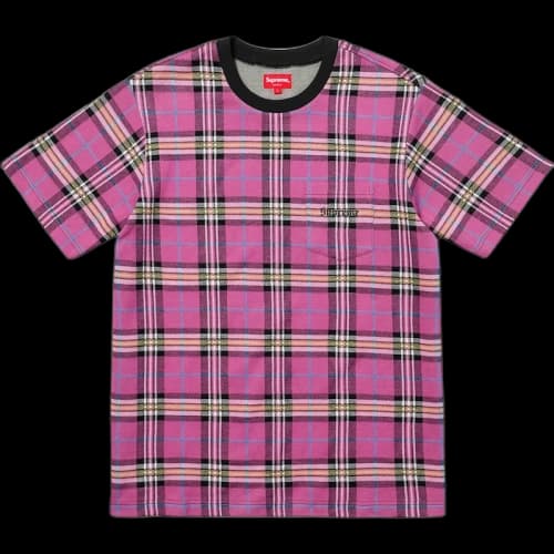Supreme Jacquard Tartan Plaid Pocket Tee Pink
