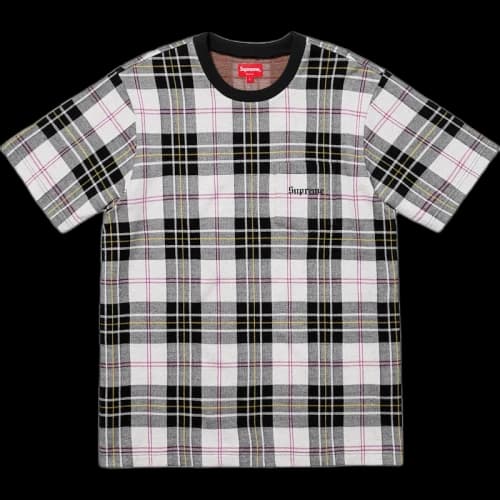 Supreme Jacquard Tartan Plaid Pocket Tee White