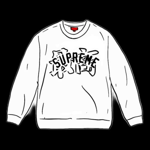 Supreme Kanji Logo Crewneck White