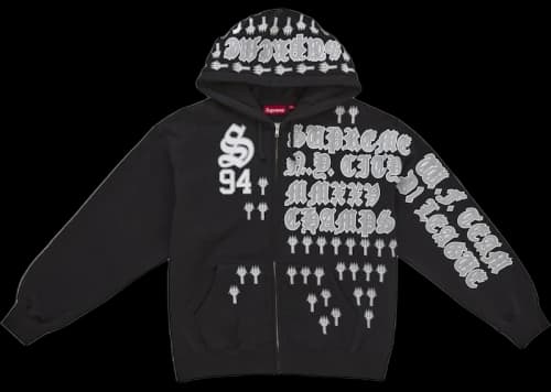 Supreme League Champs Zip Up Hooded Sweatshirt Black